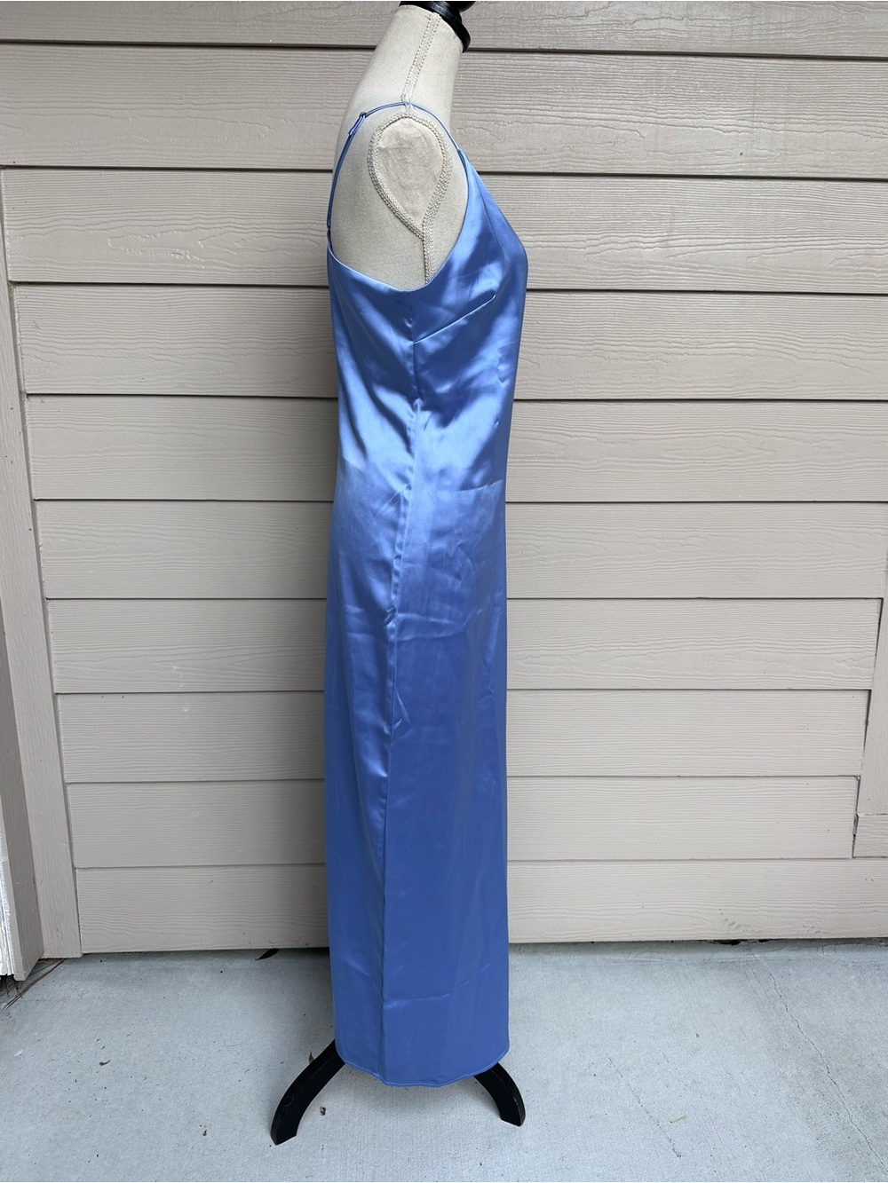 Marine Layer Women's Gabrielle Slip Maxi Satin Dress Periwinkle Size Large (A7) - Picture 9 of 10